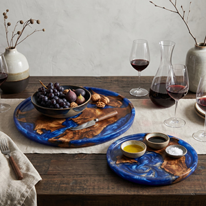 Juego de Bandejas de Madera y Resina Hechas a Mano para Aperitivos, Plato Redondo Único de Resina Epoxi, Bandeja Decorativa para Eventos Sociales Sofisticados - Product Image 2