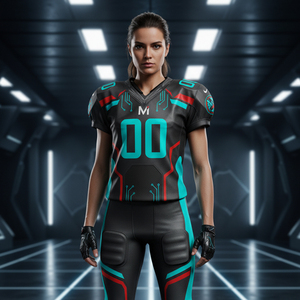 ชุดยูนิฟอร์มอเมริกันฟุตบอลแบบซับลิเมชั่นสั่งทำพิเศษ คอวี ผ้าตาข่ายระบายอากาศ ชุดเสื้อเจอร์ซีย์ฟุตบอลสำหรับนักกีฬามืออาชีพ - Product Image 6