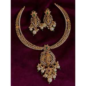 Sangeetha Jewellers 92,5 Conjunto de joyería fina de plata Nakshi Kante Collar con piedras CZ 45,3G - Product Image 3