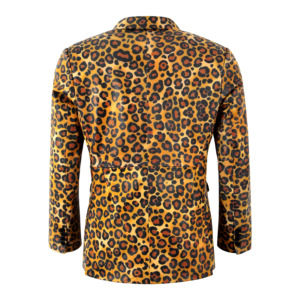 Custom Men's Genuine Sheep Napa <b>Leather</b> Leopard Print <b>Blazer</b> Premium Fashion Coat Private Label Wholesale Manufacturer Summer - Product Image 3