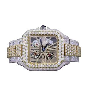 Montre mécanique à quartz pour homme, squelette entièrement serti de diamants, classique, de luxe, hip-hop, glacée, VVS, moissanite - Product Image 3
