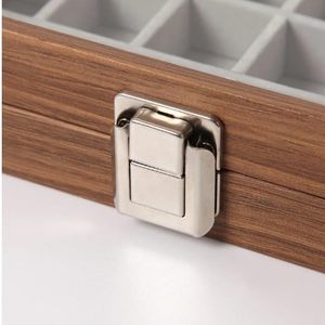 Wooden Jewelry <b>Case</b> with Glass Lid 7 Compartments Velvet Ring Box for Rings, <b>Earrings</b> - Product Image 3