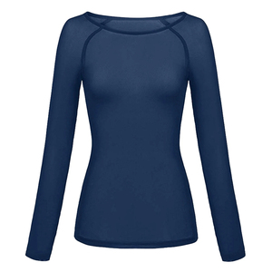 Top Deportivo Personalizado para Mujer, Blanco Sólido, Malla Transparente, Manga Corta Raglán, Corte Holgado, Cuello Redondo Amplio, Transpirable, de Secado Rápido, con Estampado - Product Image 6