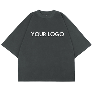 Col montant Homme Pull Acid Wash Shirts T-shirts lourds pour hommes Vintage Tee Oversize Tshirt - Product Image 4