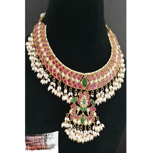 Ensemble de collier classique Jadau en laiton plaqué or de qualité supérieure, exquis, pour les occasions spéciales comme les fiançailles, les anniversaires, les mariages, les fêtes, cadeau pour femmes - Product Image 2