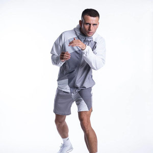 <b>Men</b> Color Blocking Hooded Windbreaker <b>Jacket</b> With Zipper And Side Pockets Lightweight Polyester Sporty Tracksuit Set - Product Image 1