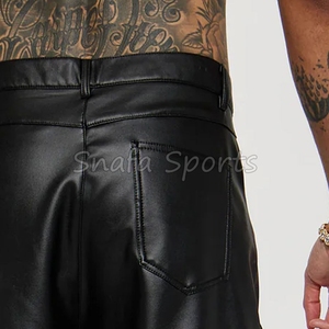 Pantalones Cortos de Cuero Casuales para Hombre, Ligeros, Diseño Personalizado de Última Moda, con Bolsillos, Color Liso, Teñido Uniformemente, en Venta al Por Mayor - Product Image 6