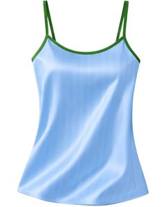 Sky Blue Green Satin Women Pajama Set Silk Sleepwear <b>Spaghetti</b> <b>Strap</b> Cami And Shorts Soft Luxury Nightwear Summer Lounge Set - Product Image 2