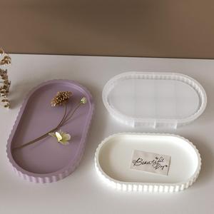 Elliptical Stripe Gear Wave Aromatherapy Tray Gypsum Epoxy Silicone Mold - Product Image 3