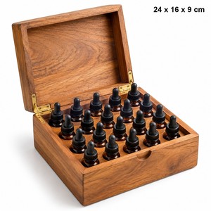 Boîte de rangement pour huiles essentielles en bois de manguier, 20 compartiments, vente en gros Inde - Product Image 1