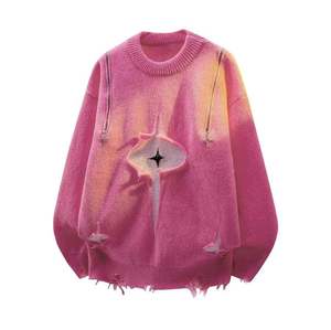 Pull-over Col Rond Oversize OEM 2026 avec Imprimé Dégradé et Franges, Tricoté Unisexe, Vêtement d'Automne - Product Image 2