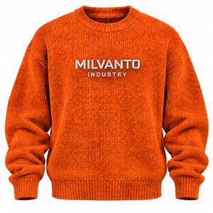 Pull en tricot personnalisé avec logo orange pour homme, col rond, manches longues, pull en tricot de qualité supérieure pour homme, pull pour femme - Product Image 1