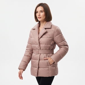 High Quality Women's Quilted Puffer Coat <b>Belted</b> Winter Jacket Lightweight Warm Casual Insulated Outerwear - Product Image 3