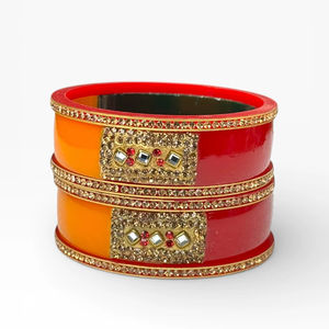 Trending Rhinestone Premium Acrylic Bangle Set <b>Pearl</b> Border <b>Gold</b> Plated Trendy Wedding Women's Festive Wear Wholesale Price - Product Image 1