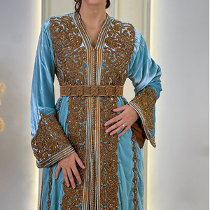 Vestido Kaftán Marroquí de Novia con Perlas de Lujo y Mangas Transparentes, Vestido de Novia Marroquí para Compromiso - Product Image 3