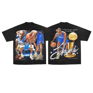 T-shirt de basketball Thunder pour homme, noir, manches courtes, imprimé, style streetwear, jersey en coton épais, col rond, coupe décontractée - Product Image 1