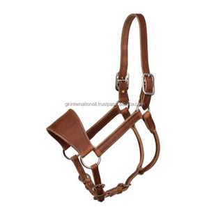New Classic Design Handmade Brown <b>Harness</b> Leather Horse Halter in Full Cob Over Sizes Anatomically Design Horse Racing Halter - Product Image 2