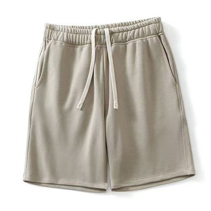 Shorts Bermuda en Coton Uni pour Homme avec Cordon de Serrage à la Taille, Style Décontracté avec Poches, Taille Mi-Haute, Tissu Tricoté Respirant - Product Image 1