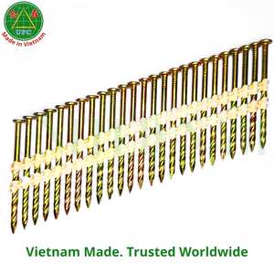 2-3/8\" Plastic Strip <b>Nails</b> with Screw Shank & Checkered Head Style for Woodworking Made in Vietnam | Clavos en tira plástica - Product Image 3