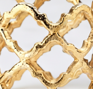 Gold Hollow Metal <b>Napkin</b> Rings Set Handcrafted Geometric Pattern For Table Decor And <b>Wedding</b> Use - Product Image 2