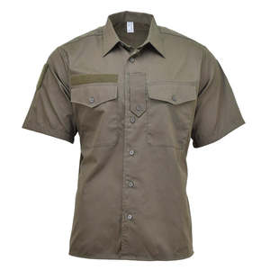 Chemise tactique autrichienne à manches courtes, vert olive, en tissu Oxford, boutonnée sur le devant, poches poitrine, uniforme de travail - Product Image 1