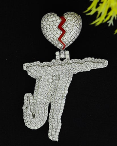 Colgante Personalizado de Moissanita con Nombre, Joyería Hip Hop Iced, Colgante de Corazón Roto, Letra Inicial Personalizada, Plata de Ley 925 - Product Image 1