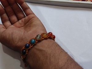 Handmade Orange Macrame Chakra <b>Bracelet</b> Boho Multi Gemstone Adjustable <b>Healing</b> Jewelry for Women - Product Image 3