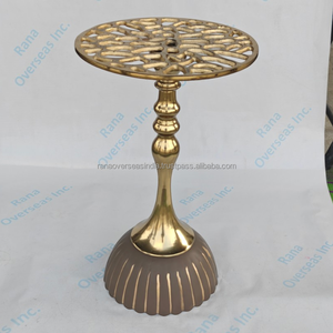 Stylish Gold Plated Aluminium Round Side <b>Table</b> with Die Cutting Printing Cut <b>Work</b> Top Modern Decorative Design <b>for</b> <b>Home</b> Interior - Product Image 4