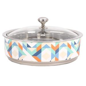 Casserole ronde en acier inoxydable, design géométrique moderne, durable - Product Image 2