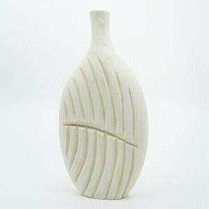 Elegante Florero Plano de Madera Texturizada Blanca con Diseño de Hojas, Florero Artesanal de Bambú y Madera para Decoración del Hogar - Product Image 5