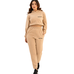 <b>Women</b> <b>Fleece</b> Crew Neck Sweatshirt Tracksuit Set Cuffed <b>Jogger</b> Trousers Relaxed Fit Casual Winter Two Piece Lounge Outfit - Product Image 1