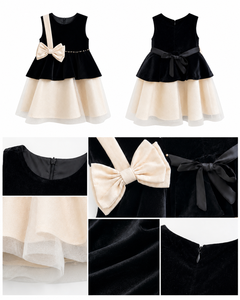 Elegante Vestido de Fiesta con Lazo de Terciopelo Negro para Niñas |   Vestido de Princesa sin Mangas de Tul - Product Image 3