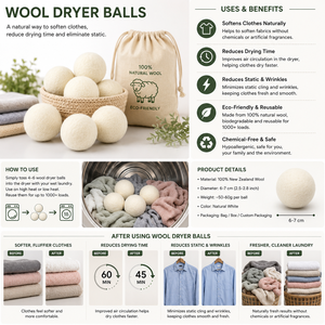 Best Selling Kriti <b>Craft</b> Handmade Felt Dryer Balls-Eco-friendly 100% New Zealand <b>Wool</b> Set of 2 7cm White - Product Image 1