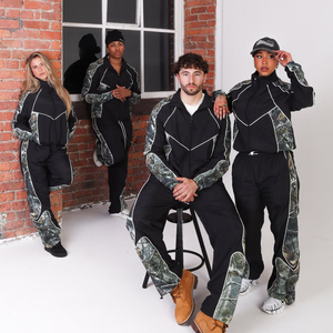 Streetwear Unisex Two Pieces Patchwork <b>Camo</b> Printing Nylon Lightweight Windbreaker <b>Jacket</b> and Jogger Pants Running Tracksuits - Product Image 4