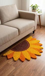 Tapis d'appoint moderne en laine tuftée à la main, motif tournesol lumineux, antidérapant, doux et moelleux, pour chambre, salon, décoration intérieure - Product Image 4