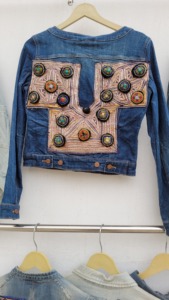 Vintage Embroidered Boho Fringe <b>Lightweight</b> Thin Washed <b>Denim</b> Bomber <b>Jacket</b> with Stand Collar for Hiking - Product Image 4
