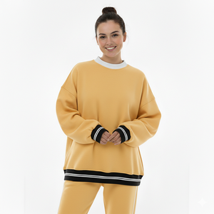 Sweat-shirt à col roulé oversize pour femme, gris, avec broderie de lettres Alaska, manches longues, en coton tricoté, collection automne 2026 – Top 10 - Product Image 1