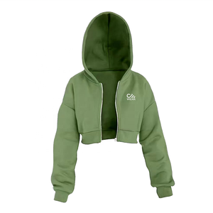 Women's for <b>Cropped</b> <b>Zip</b>-<b>Up</b> <b>Hoodie</b> with Front Logo Pocket Acid Wash Stonewashed Fleece Sweatshirt Winter Wear - Product Image 4