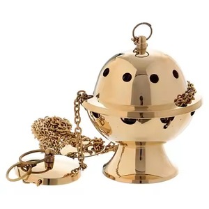 Brass Incense <b>Burner</b> Gold Finish Hand Made Religious Decorative Design With Chain <b>For</b> Meditation And Prayer Room - Product Image 4
