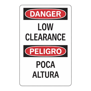 Signalisation bilingue de danger et de faible espace libre pour avertissement de sécurité intérieur et extérieur - Product Image 1
