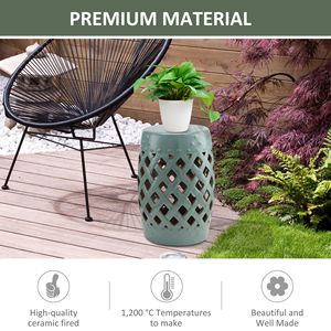 Taburete de Jardín de Cerámica Azul Antiguo con Diseño Elegante, Mesa Auxiliar Plegable para Muebles de Exterior, para Jardines y Patios - Product Image 4