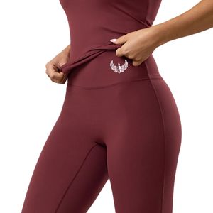 Women's Burgundy <b>Flared</b> Yoga <b>Legging</b> High Rise Stretch Workout Pants Sculpting Fitness Gymwear Activewear Apparel - Product Image 3