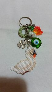 Classic Floral Embroidery Beaded Eco-Friendly <b>Customized</b> Handmade Colorful <b>Keychain</b> Bag Charm Accessory - Product Image 6