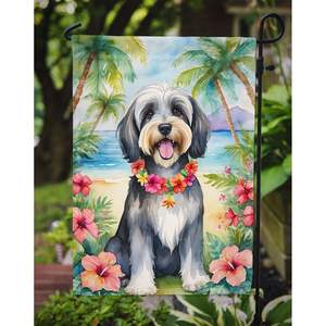 Terrier tibétain multicolore Luau Drapeau de jardin Boîte aux lettres Bannière décorative de jardin pour patio Illustration pour parterres de fleurs de taille jardin - Product Image 3