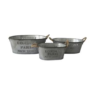 Macetas Ovaladas Galvanizadas con Asas de Cuerda para Decoración de Exteriores de Estilo Rústico, Macetas para Plantas y Flores - Product Image 1