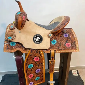 Silla de Montar Occidental de Cuero Premium para Equitación y Carreras de Barriles - Product Image 1