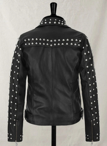 Veste en cuir moto cloutée personnalisée pour femmes, veste de motard élégante en cuir véritable - Product Image 5