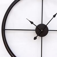 Jam Dinding Analog Logam Cincin Ganda, 24 Inci, Hitam