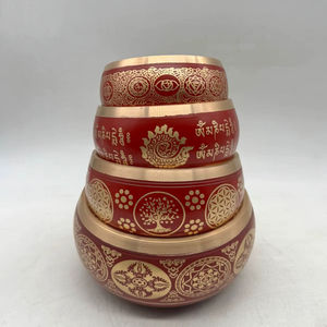 Singing Bowl with Textured Hammered Surface and Intricate Center Design Viewed From Top-Down different color available - Product Image 1