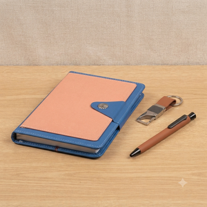 Aurelux Jute Cover A5 Diary Case Bound <b>Notepad</b> Set with <b>Pen</b> <b>and</b> Keychain 192 Pages Premium Gift for Office Use - Product Image 6